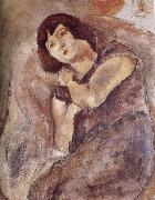 Jules Pascin Lucy wearing the purple France oil painting artist